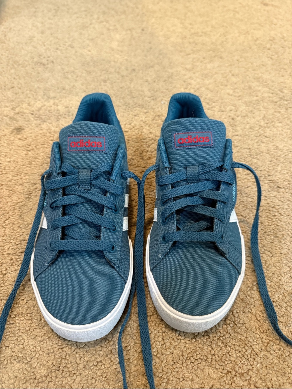 adidas Blue Low-Top Canvas Sneakers with White Stripes